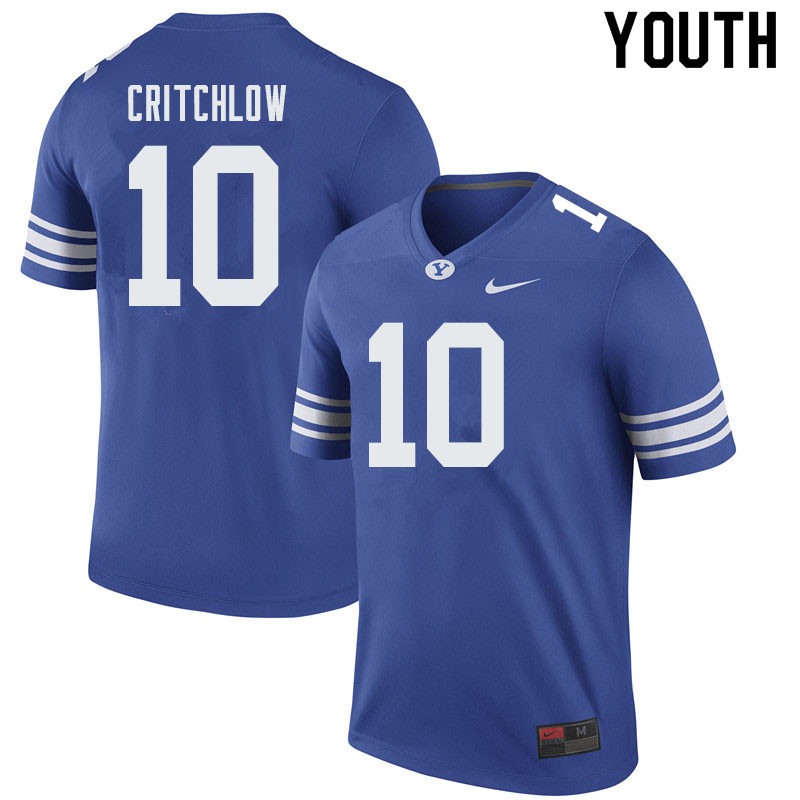 Youth #10 Joe Critchlow BYU Cougars College Football Jerseys Sale-Royal